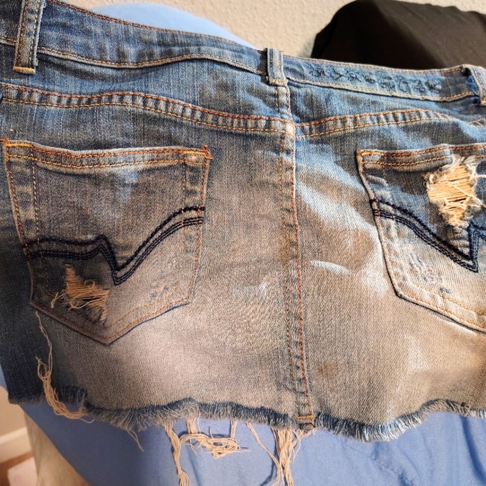 Distressed Denim Mini Skirt